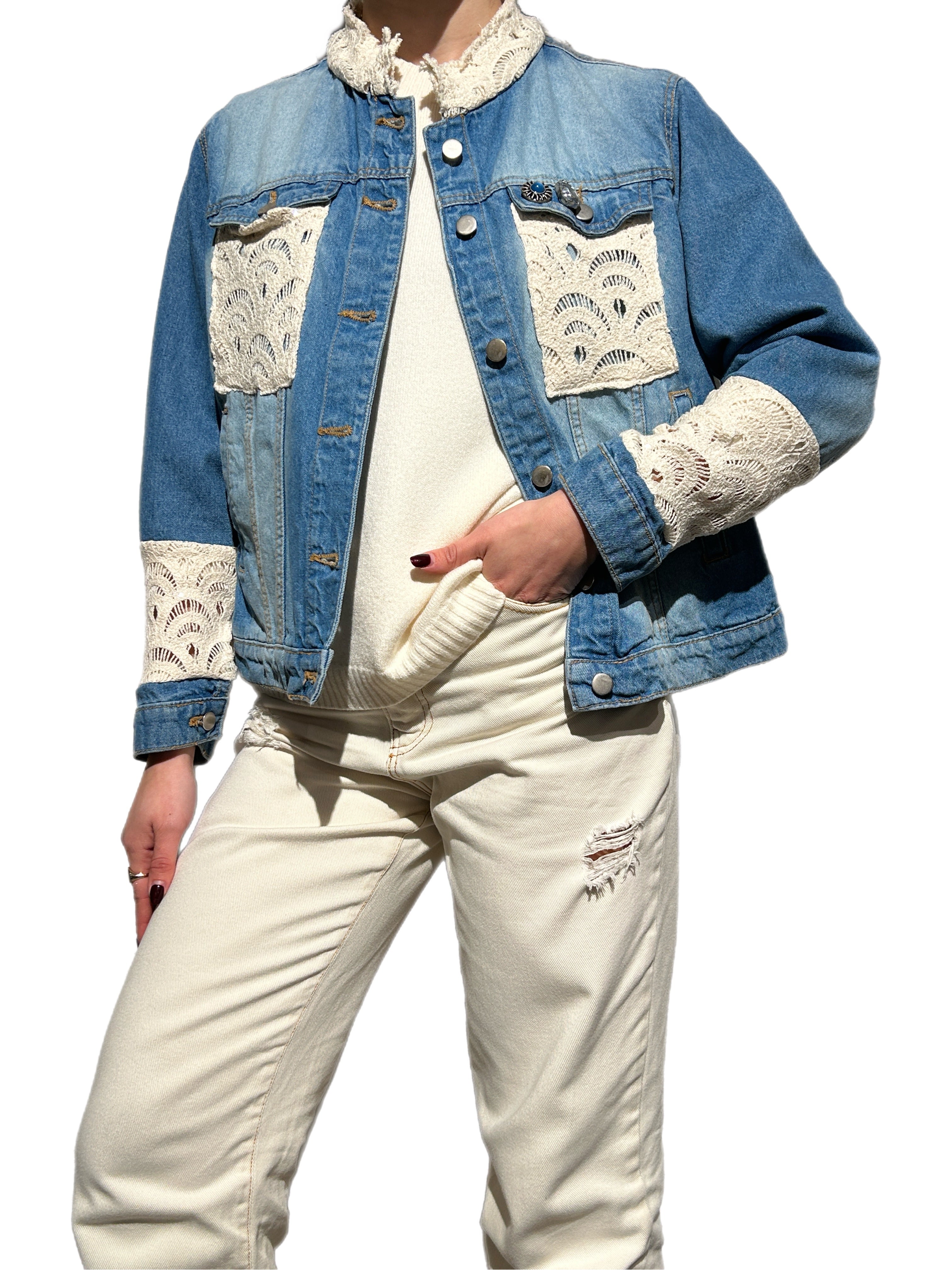 Susy Mix giacca jeans pizzo