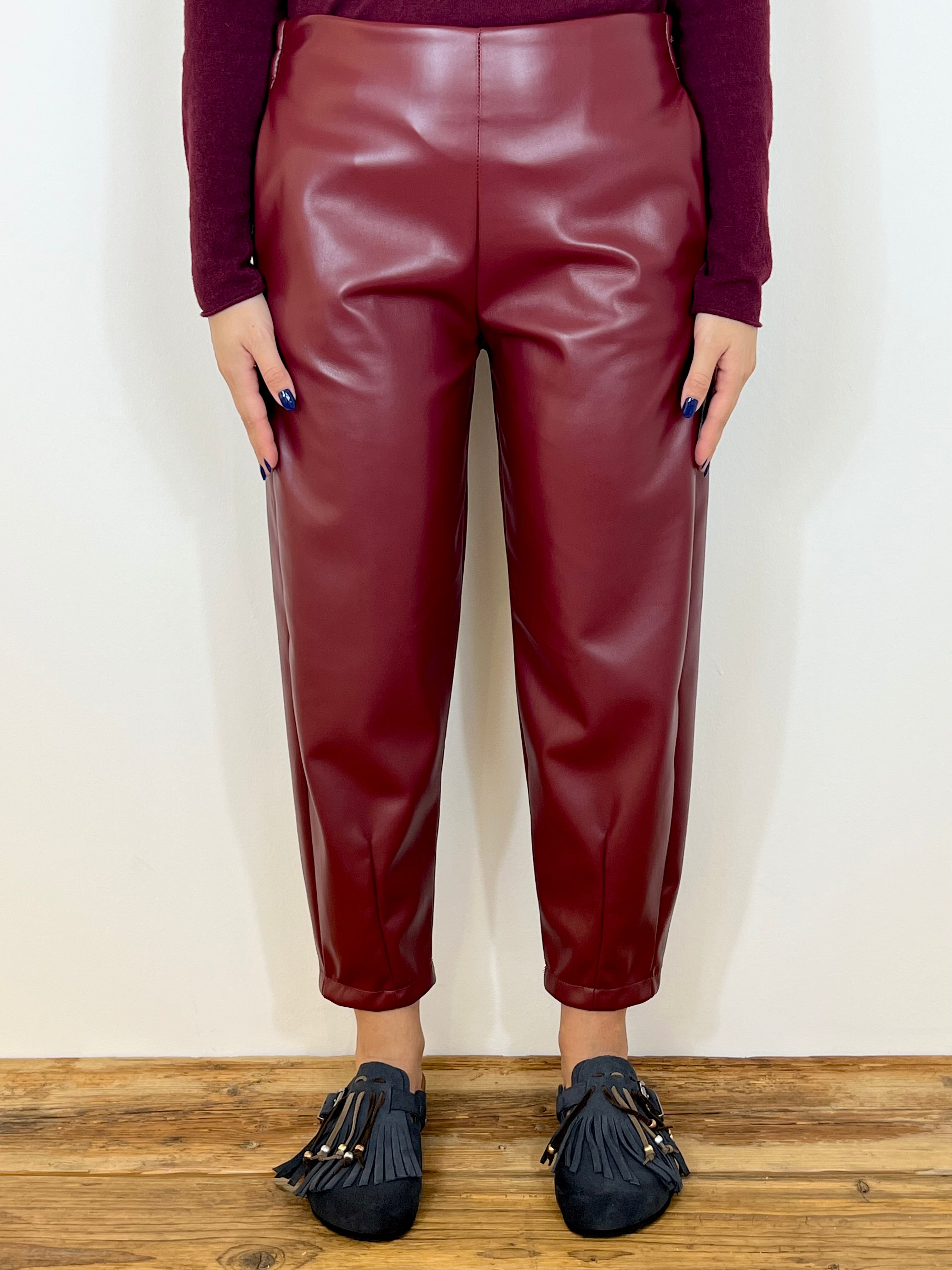 Matié pantalone ecopelle Brighton bordeaux