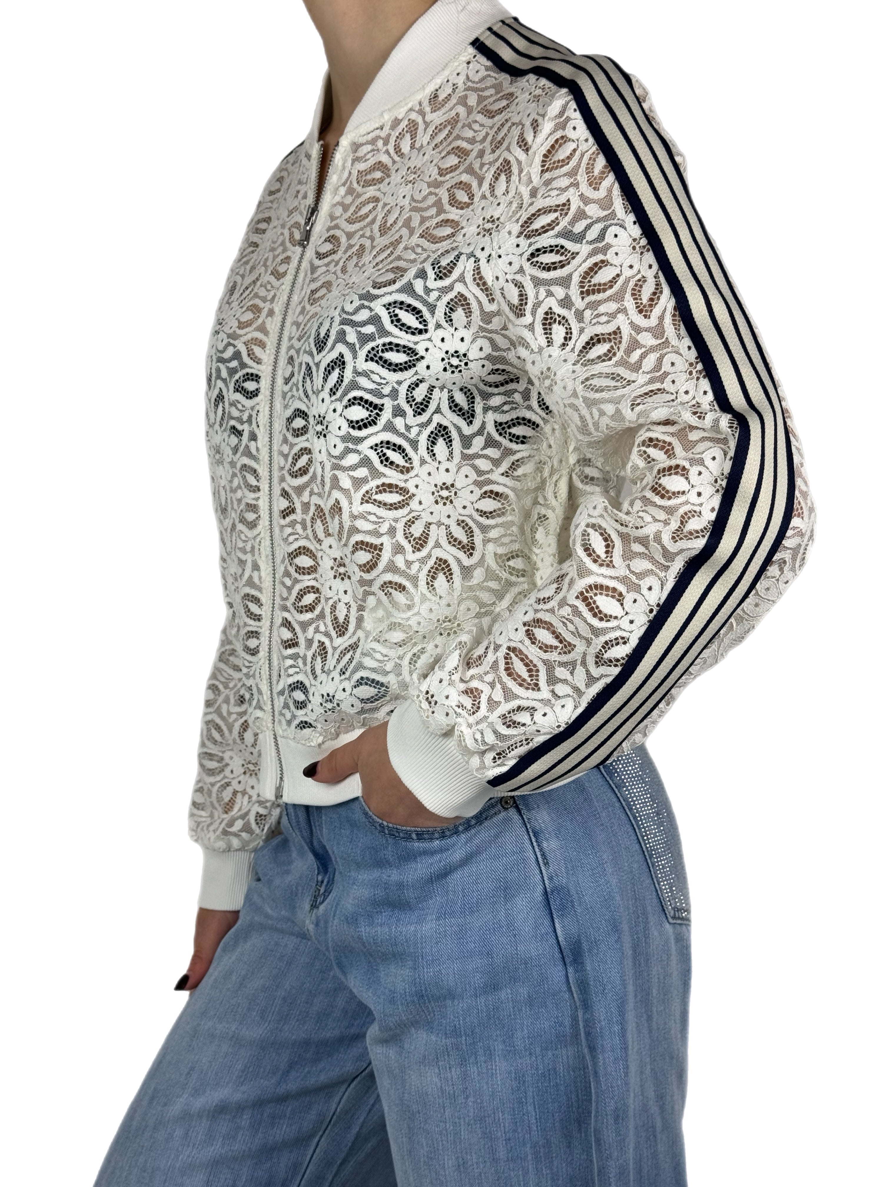 Brend bomber pizzo bianco